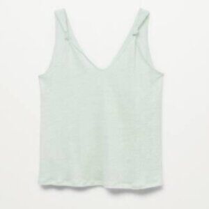 Mango S Pastel Green 100% Linen Top NWT